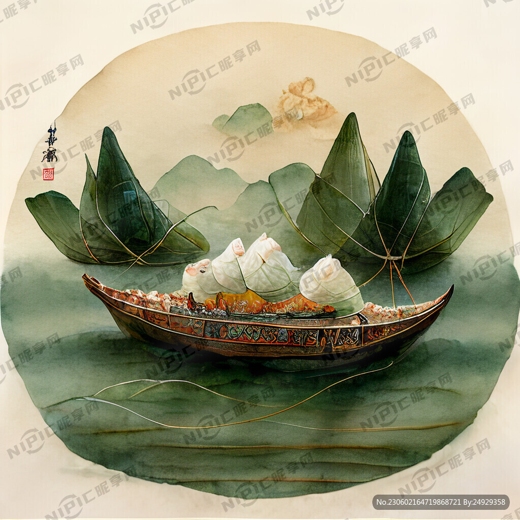端午节 复古中国风 有龙舟