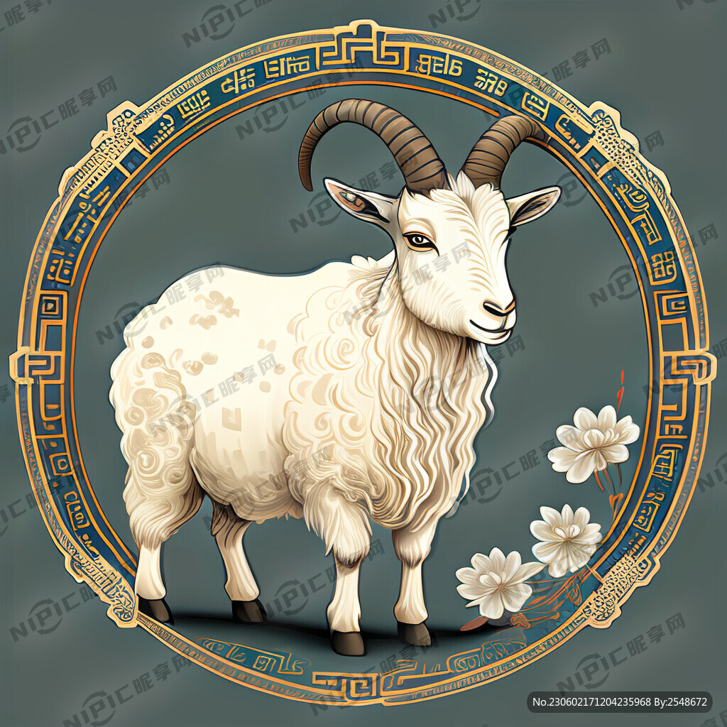 中国风 奶山羊 手绘 国潮