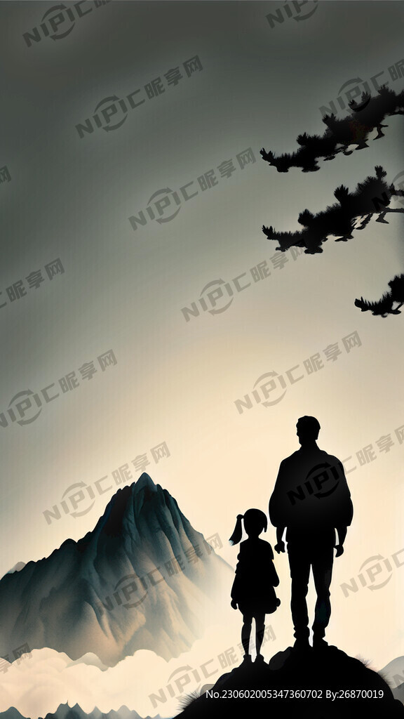 父女登山剪影