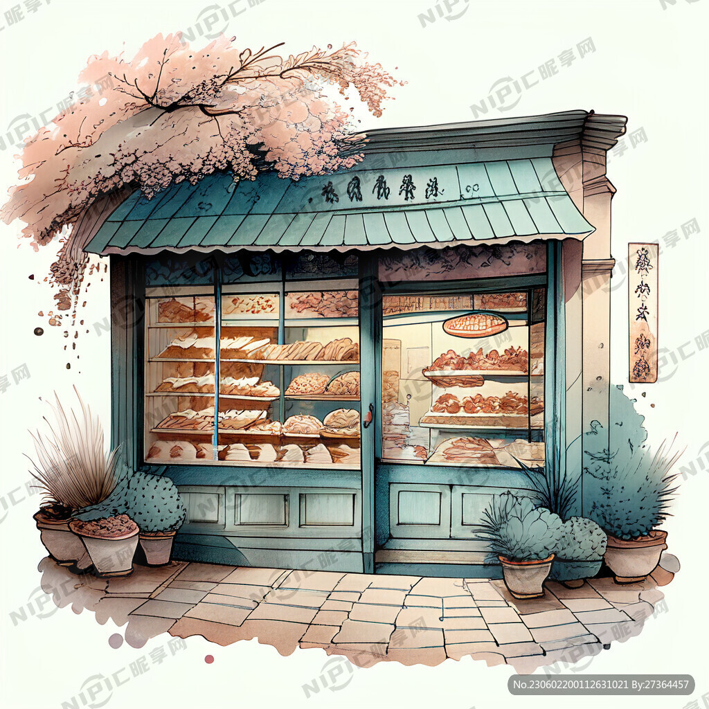 国潮糕点店元素
