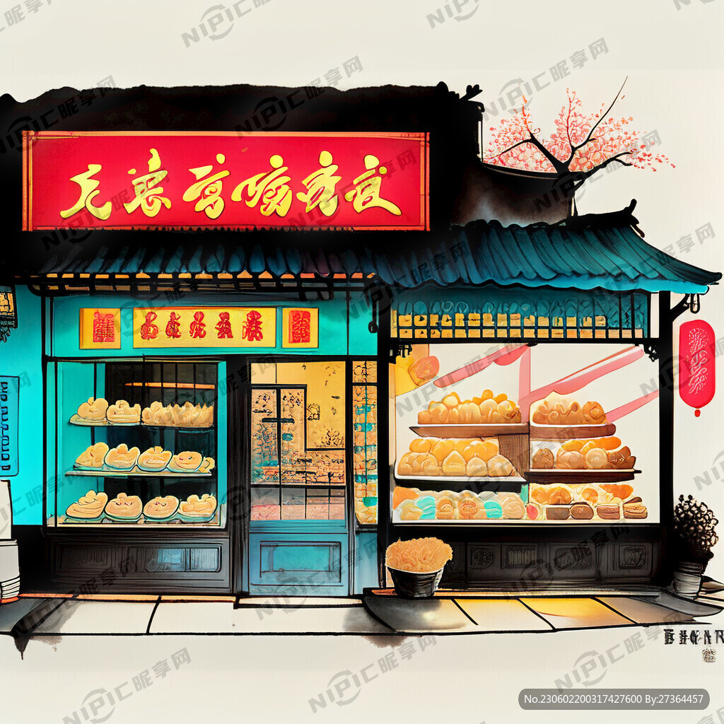 江南糕点国潮糕点店店面霓虹灯