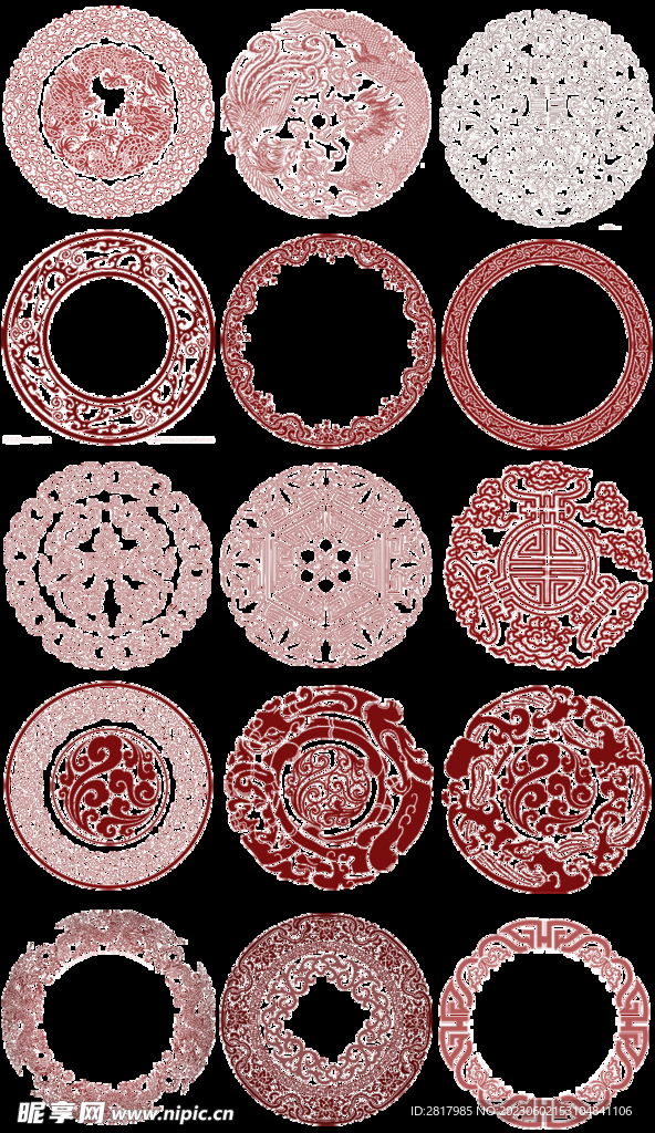 圆形花纹图案PNG透明