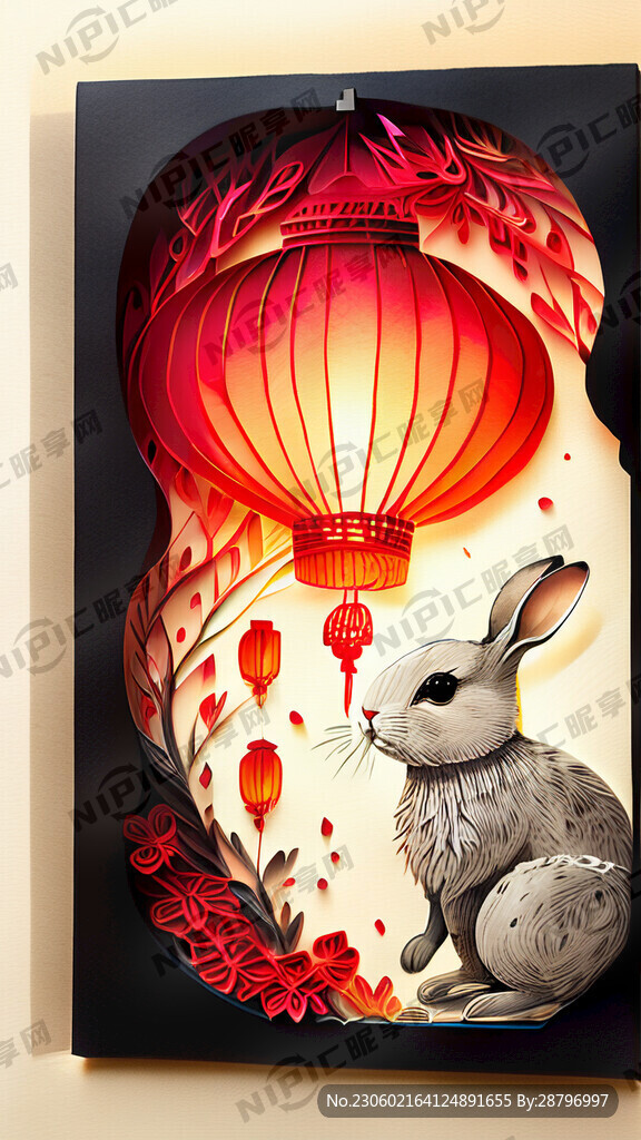 衍纸艺术 春节 可爱兔子 高清