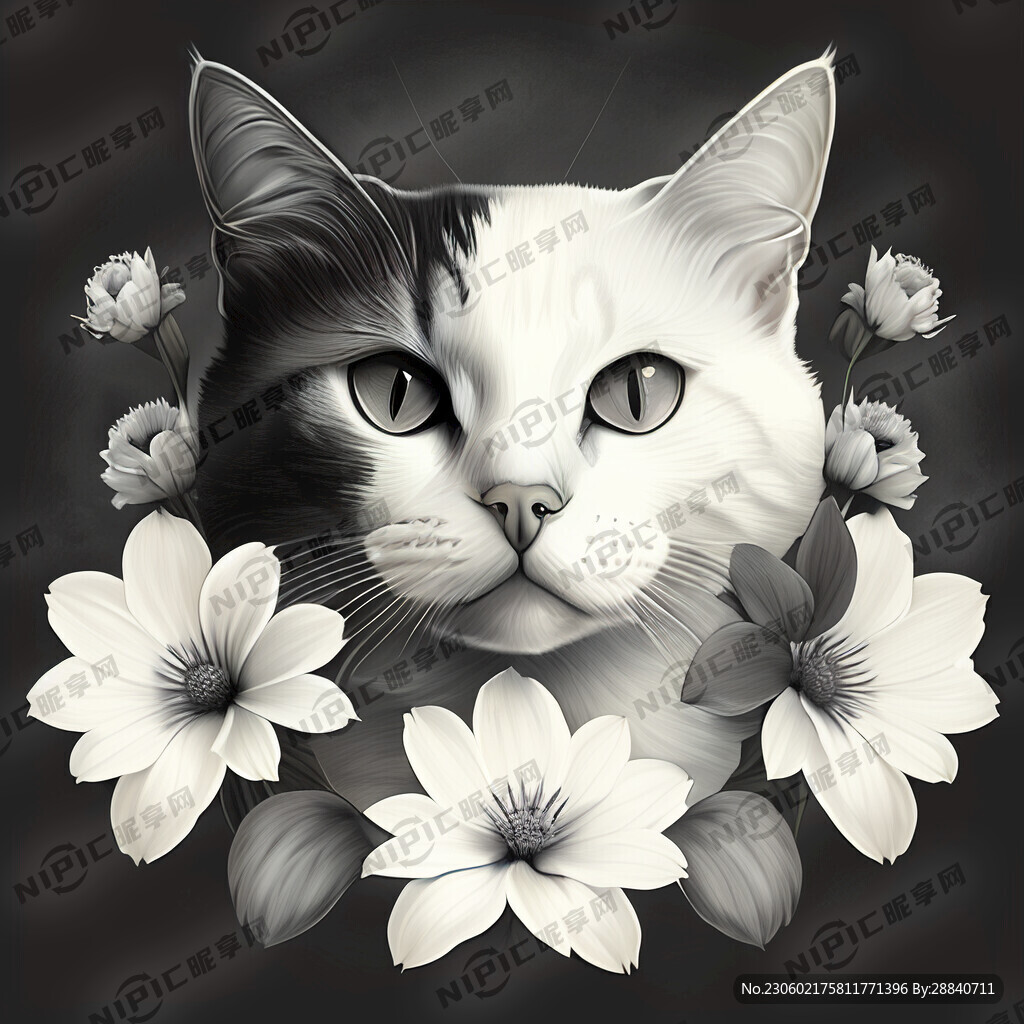 猫 三视图 傲娇 黑白花