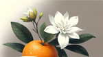 栀子花，小清新 ，橙子  胶带手账  
白色小花
