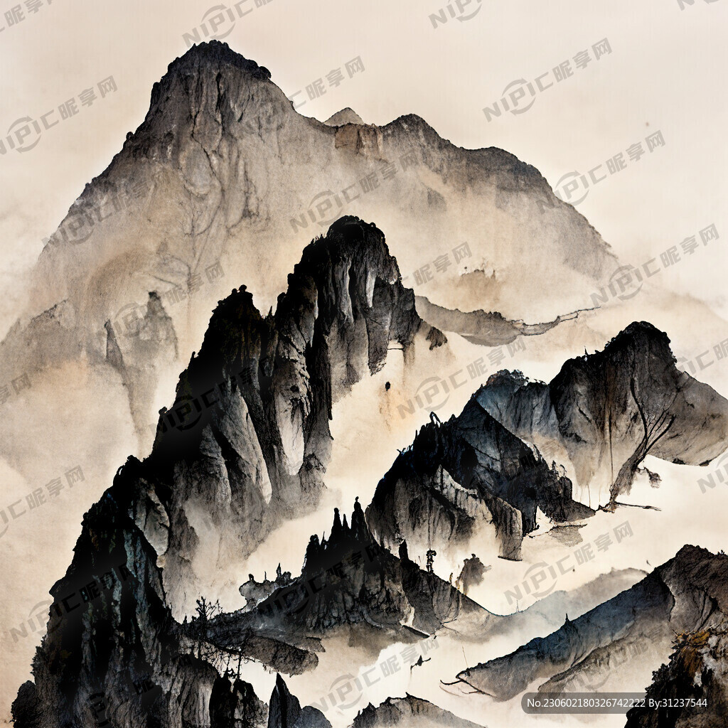 山谷 中国风 中国画 山水