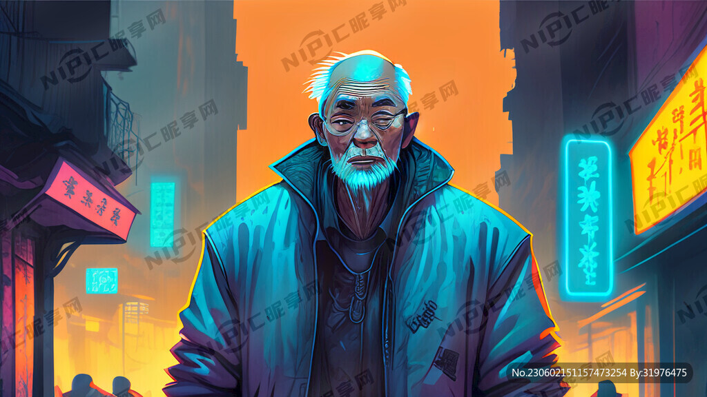 插画 赛博朋克 废墟 鸟瞰图