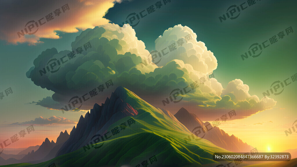 春天 绿色 万物生长 太阳 山