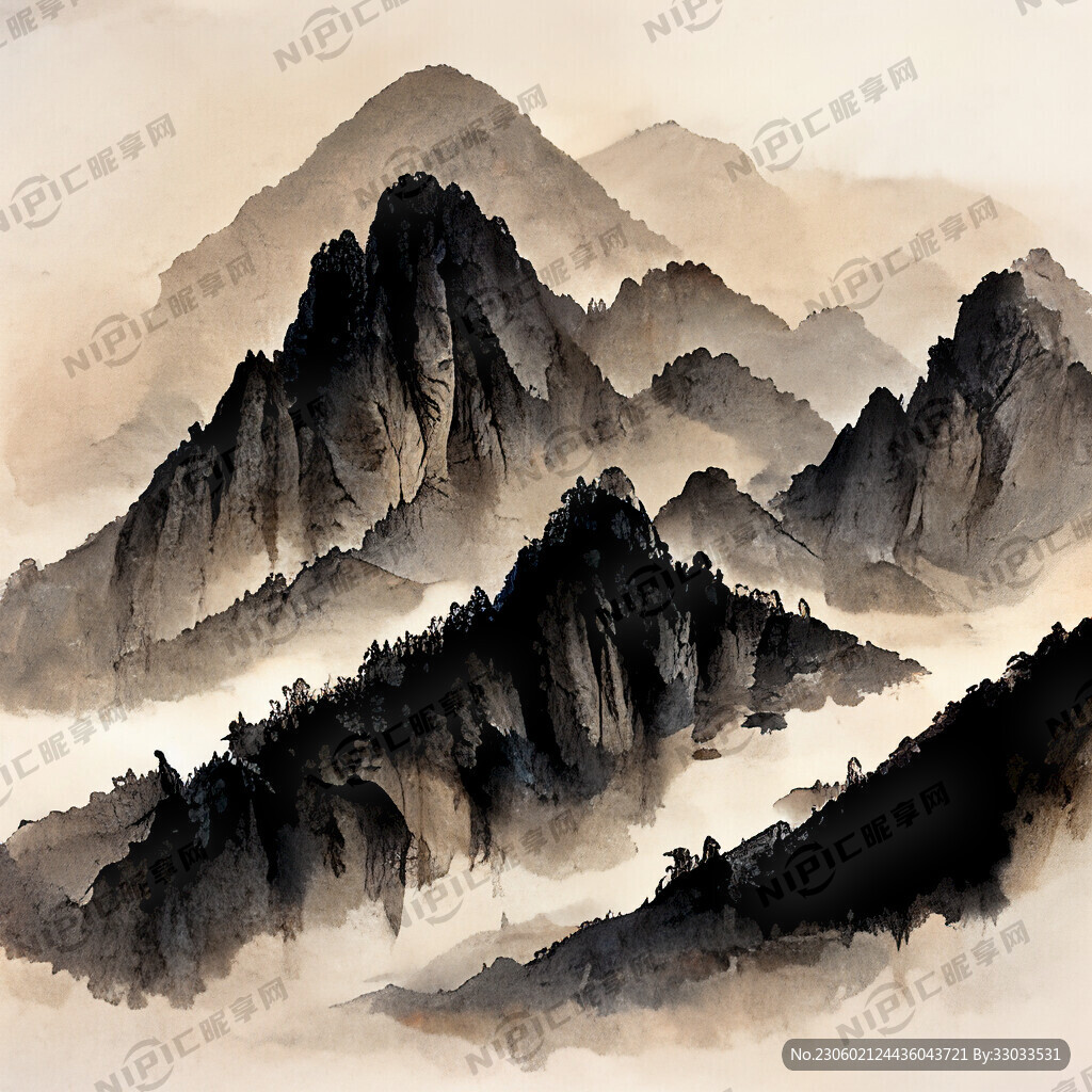 山谷 中国风 中国画 山水