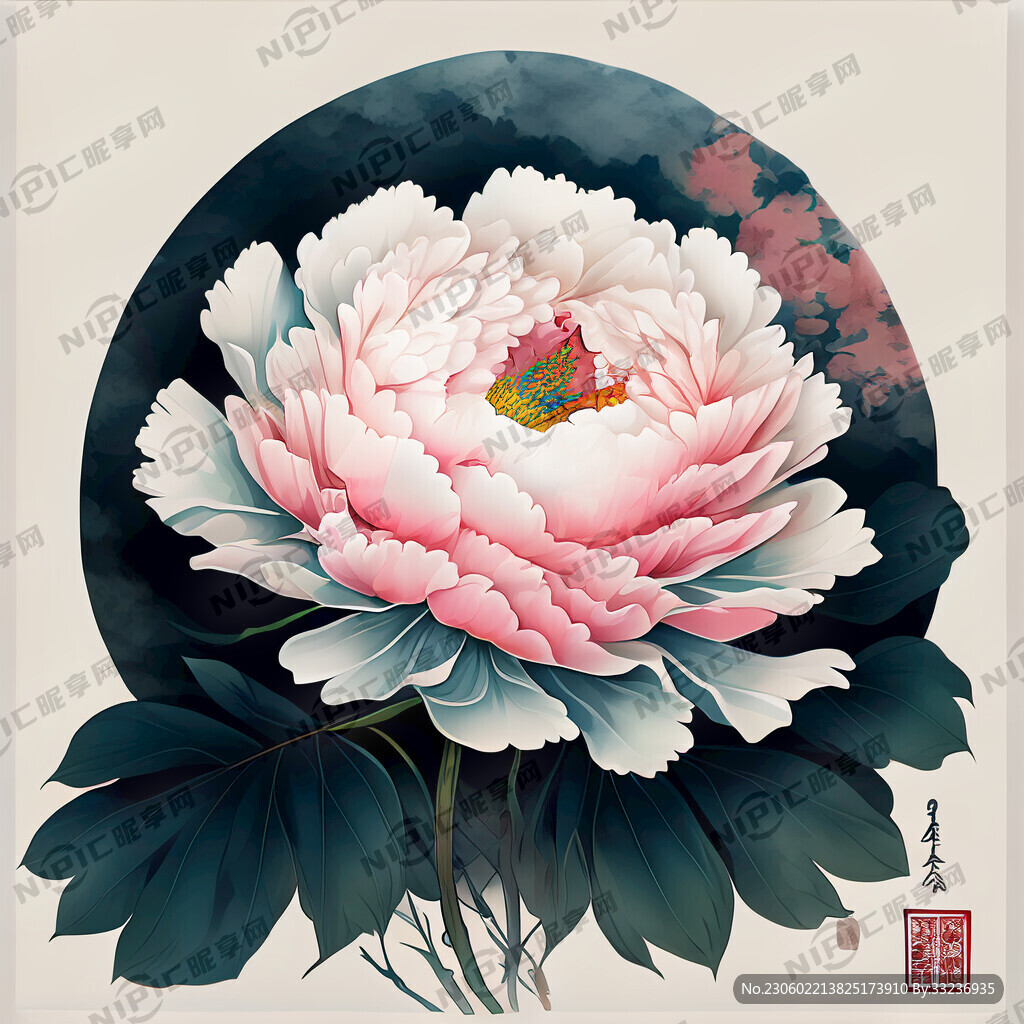 牡丹花 中国风 艺术 国画