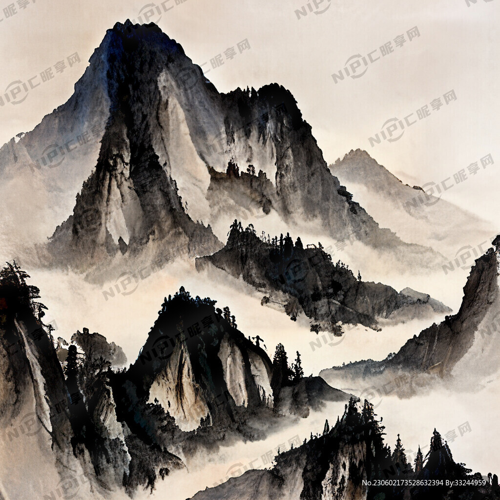 山谷 中国风 中国画 山水