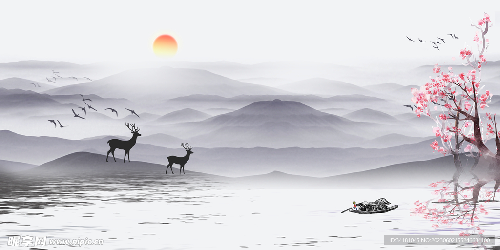 中国风山水画