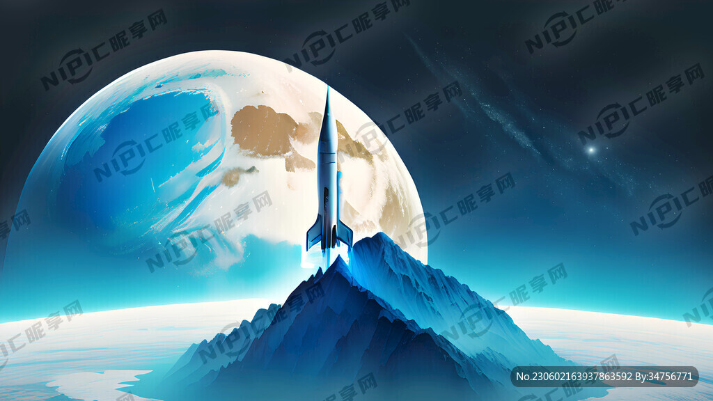 蔚蓝地球位于画面左下方 星空