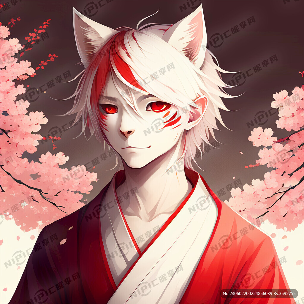 樱花 日式  男生 红白渐变