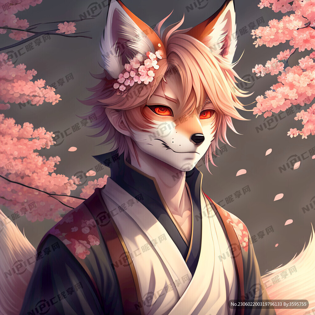 樱花 日式  男生 兽耳 狐狸