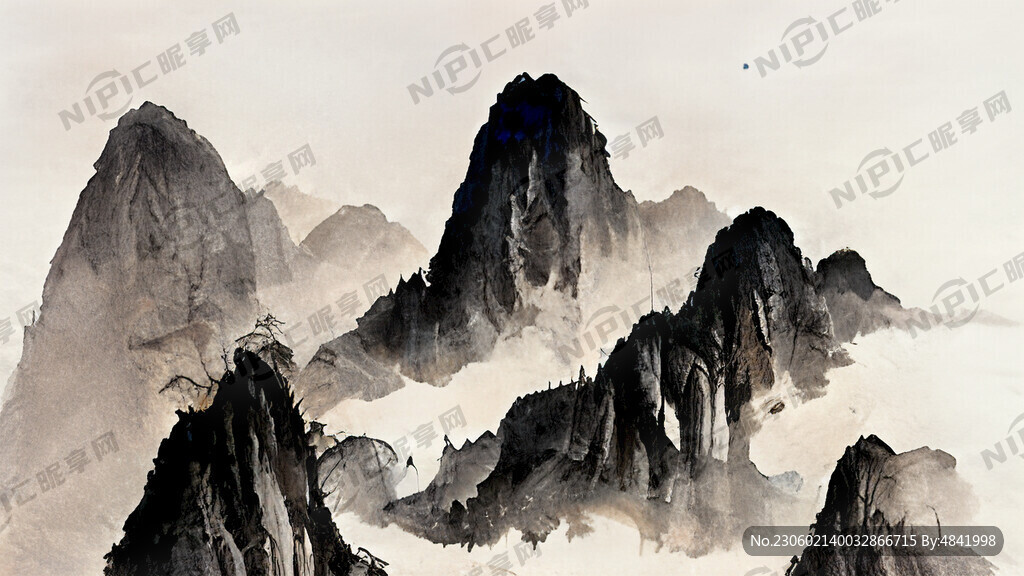 山谷 中国风 中国画 山水