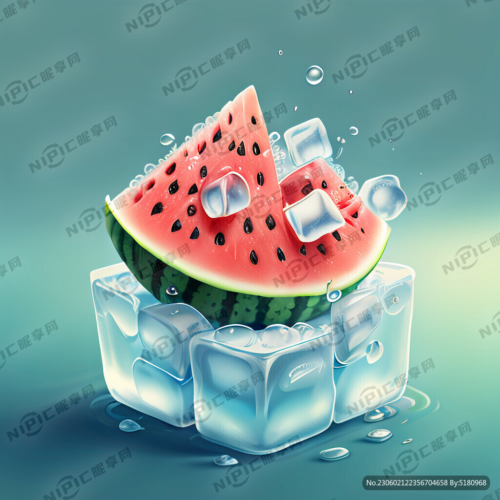 冰镇的西瓜 西瓜浸泡在冰水里