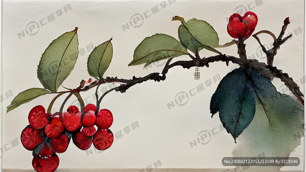 中国风 国潮樱桃 新鲜