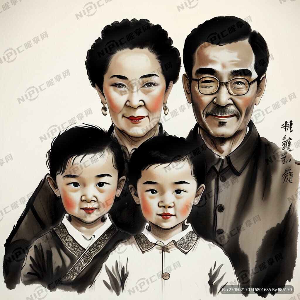 一家四口 爸爸妈妈 8岁大儿子