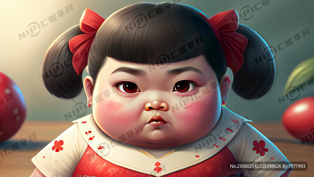 可爱的小姑娘 圆 胖 穿裙子