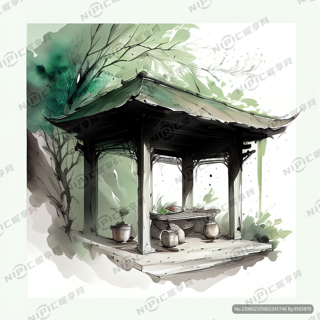 绿色商品展台国风