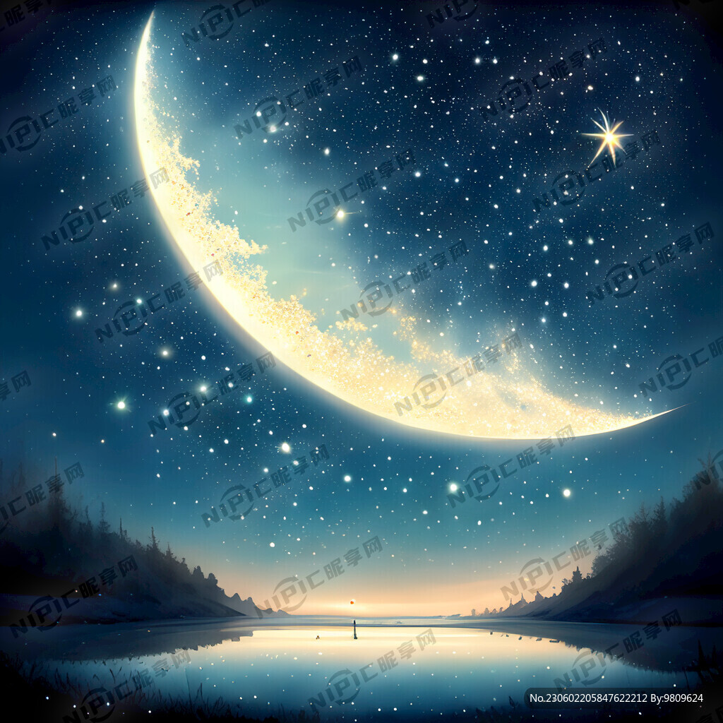 夜空满天星星   月亮