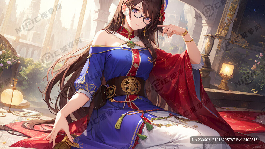 一个汉服美女 的照片 带着墨镜