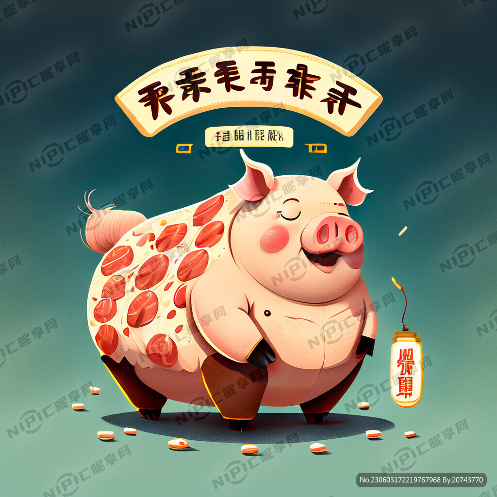 福猪 五谷丰登 年味 腊肉