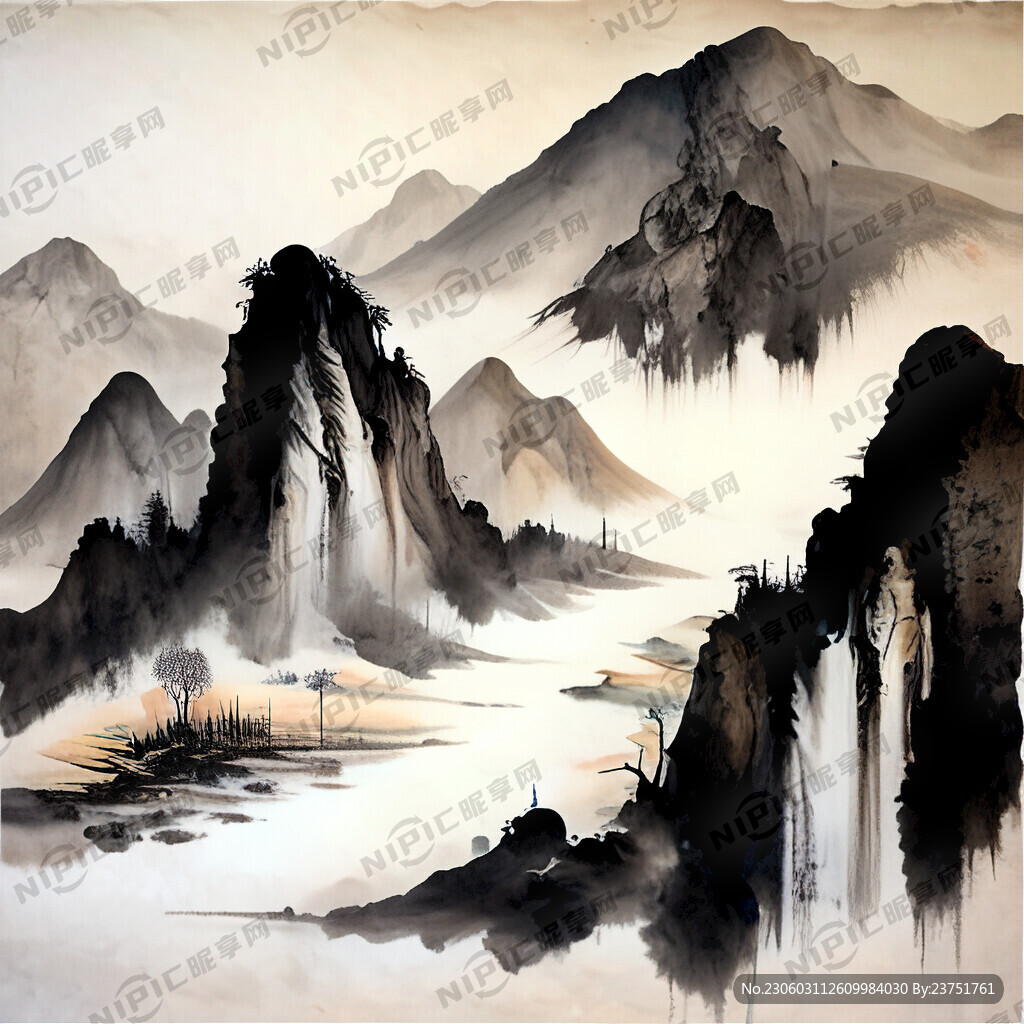 大理石山水画背景墙