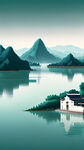苏州太湖之滨青瓦白墙有山有水有桥