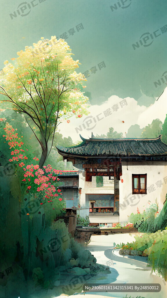 乡村小院 夏日 花草树木