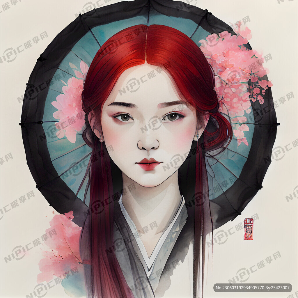 红色头发 少女 16岁 古装