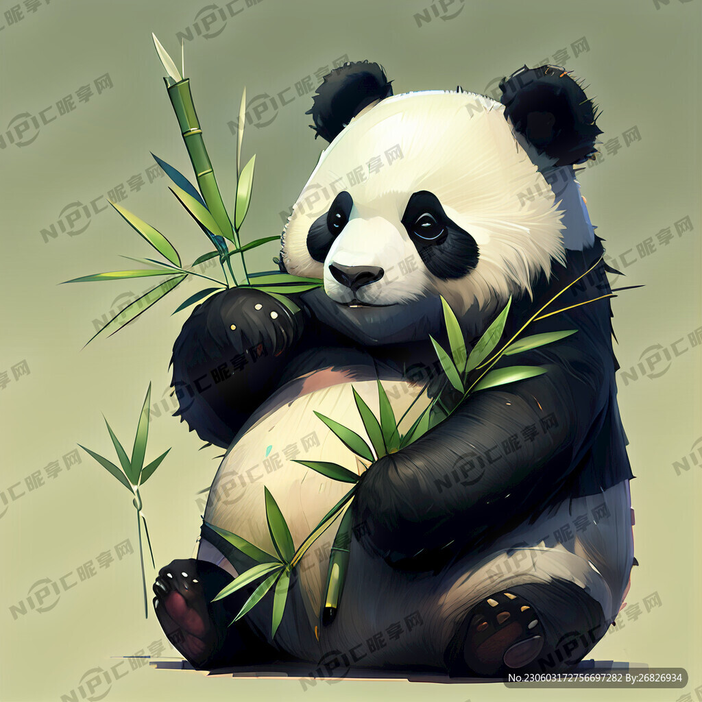 熊猫抱着竹子