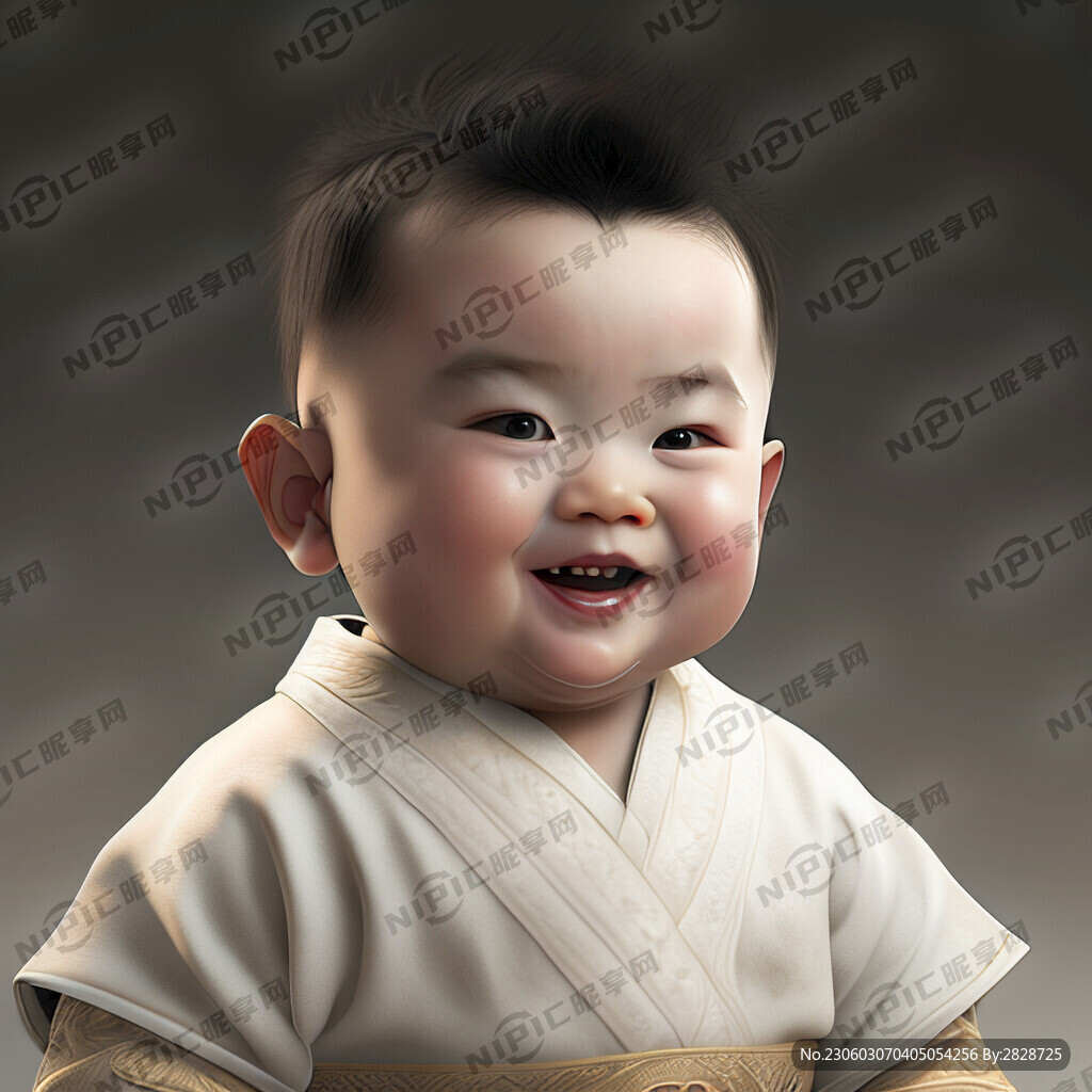 8月龄婴儿、超萌、头发浓黑 