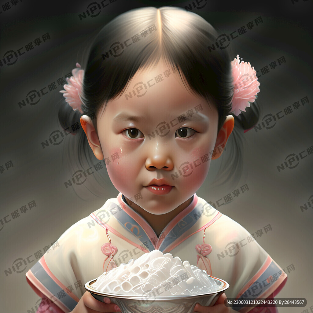 制冰粉的小女孩