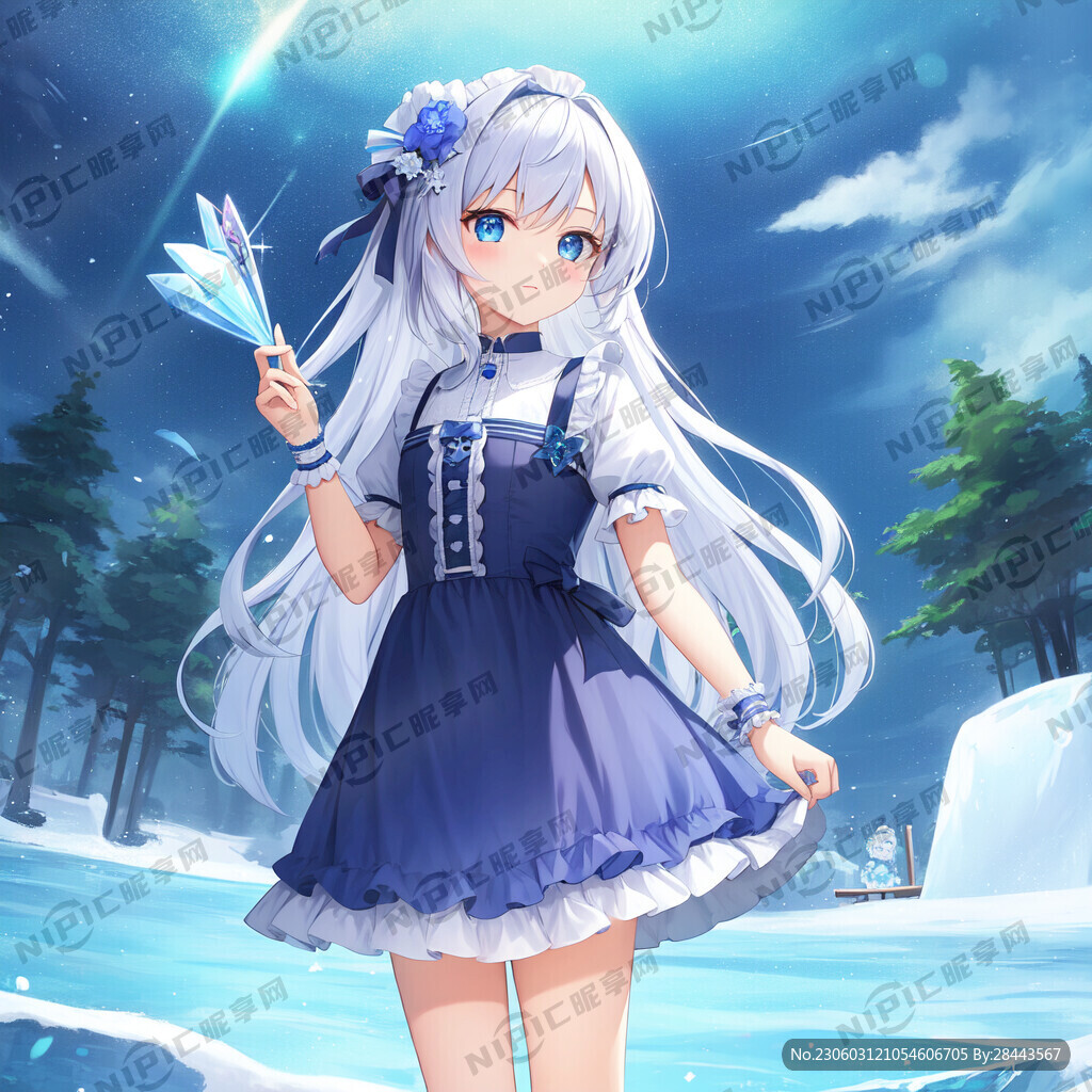 制冰粉的小女孩卡通