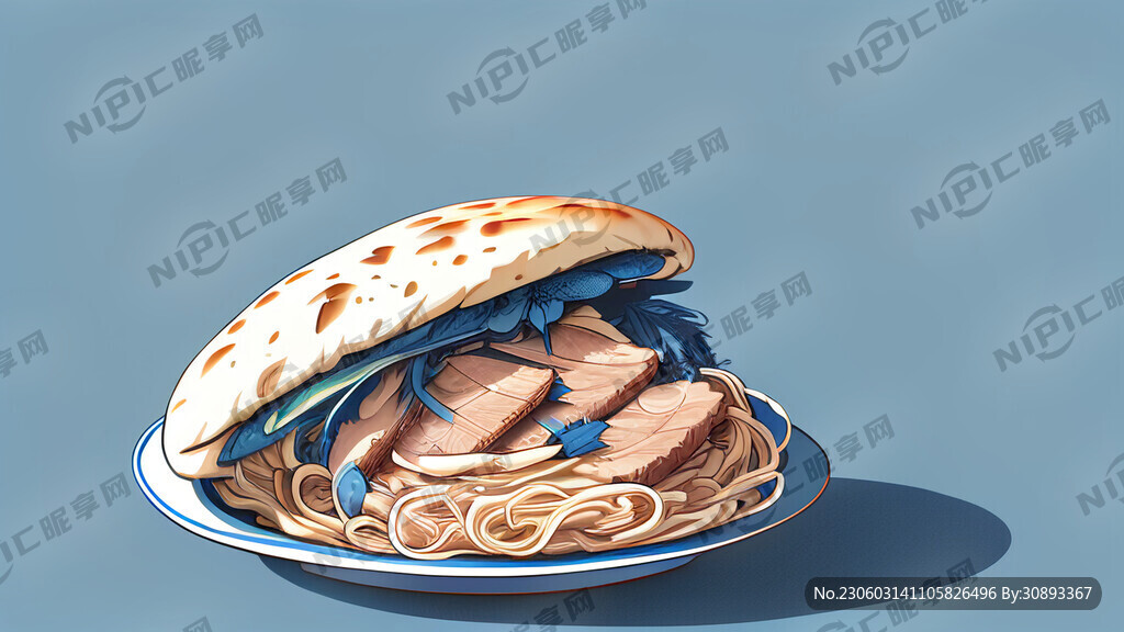 美食 肉夹馍 面食 快餐 简约