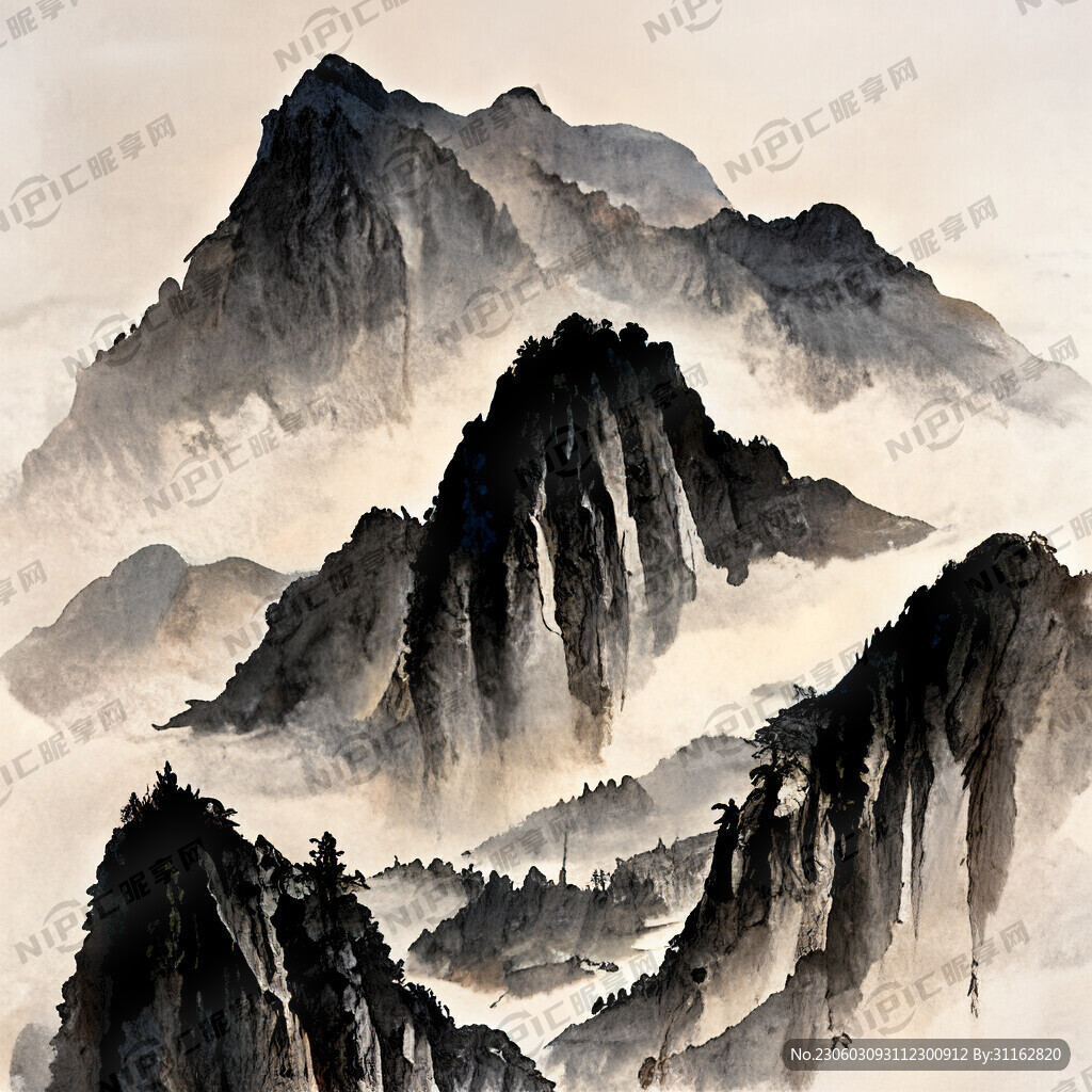 山谷 中国风 中国画 山水