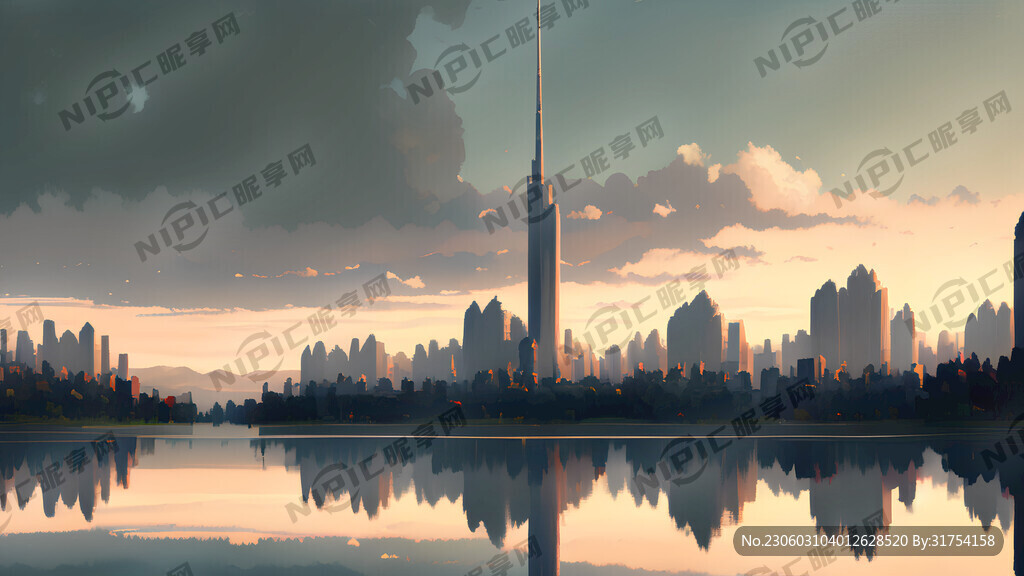 湖景 城市 大图。