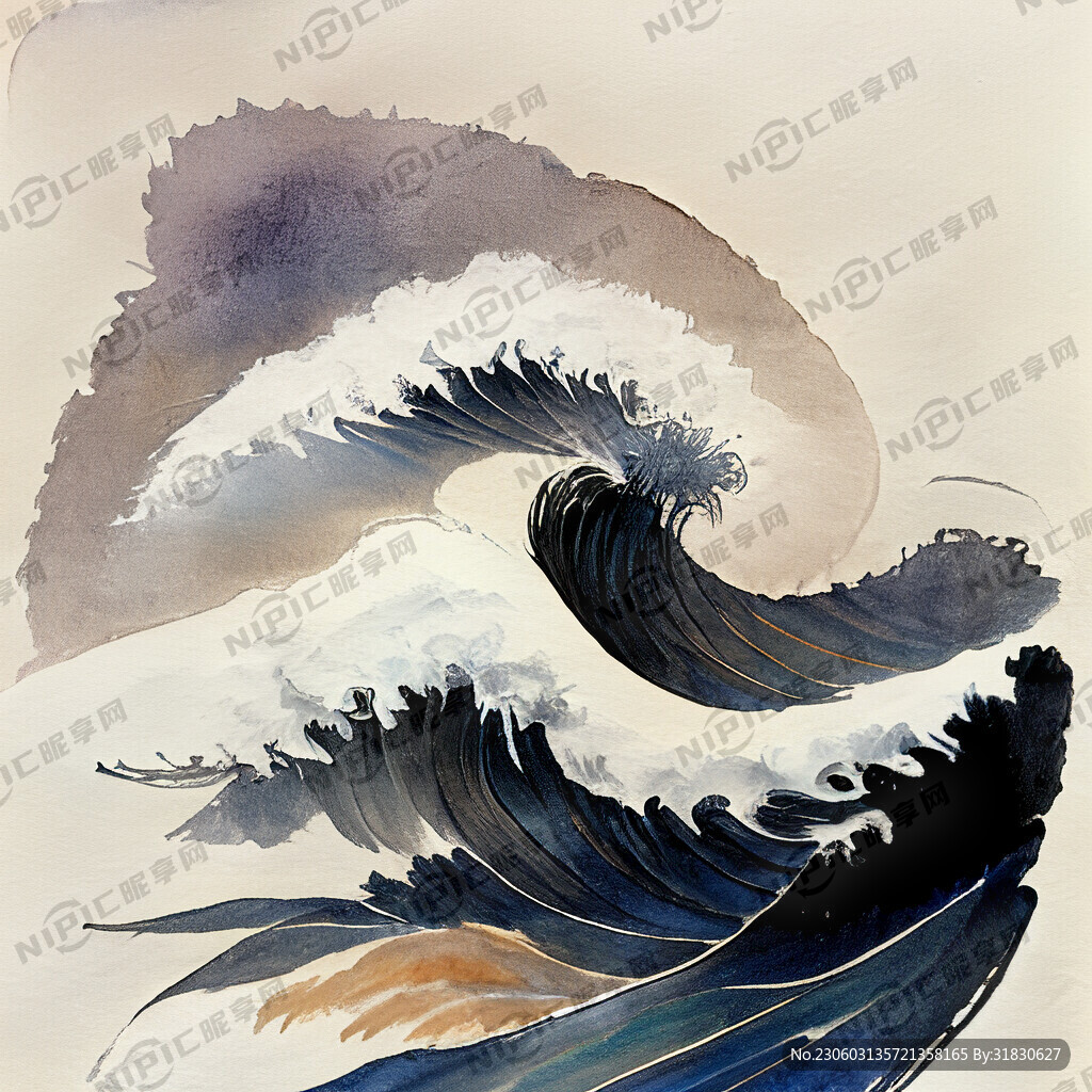 波浪型毛笔笔触上下起伏