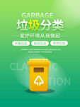 绿色简约垃圾分类系列海报
