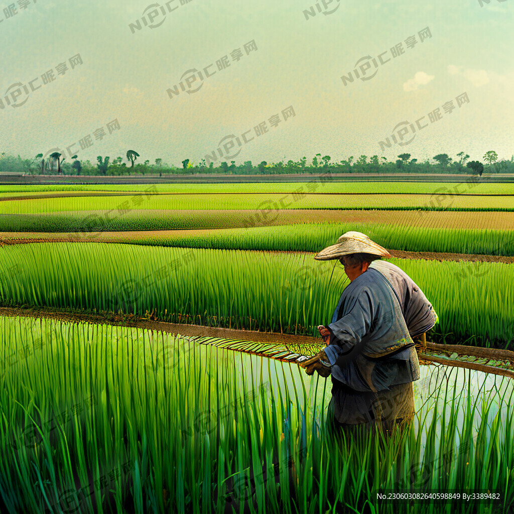 农田 农民 插秧 种地