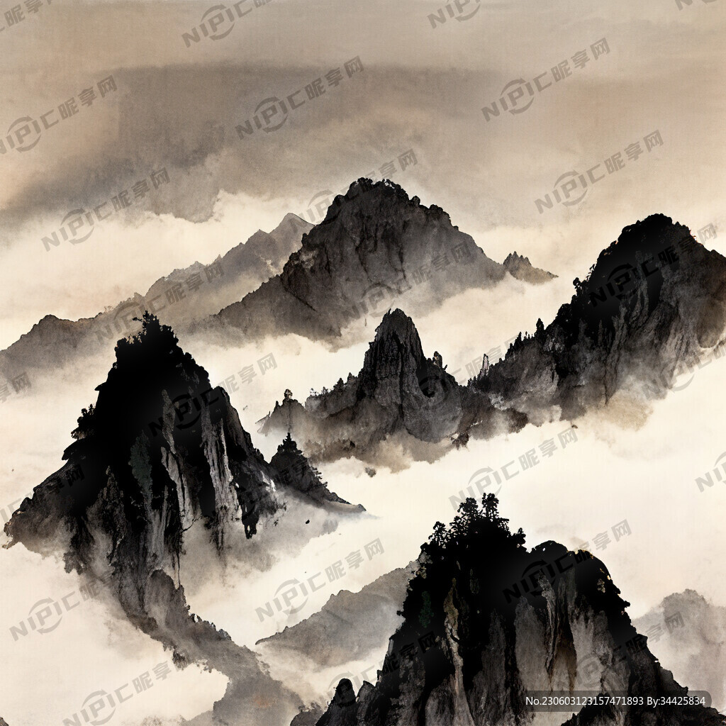 山谷 中国风 中国画 山水