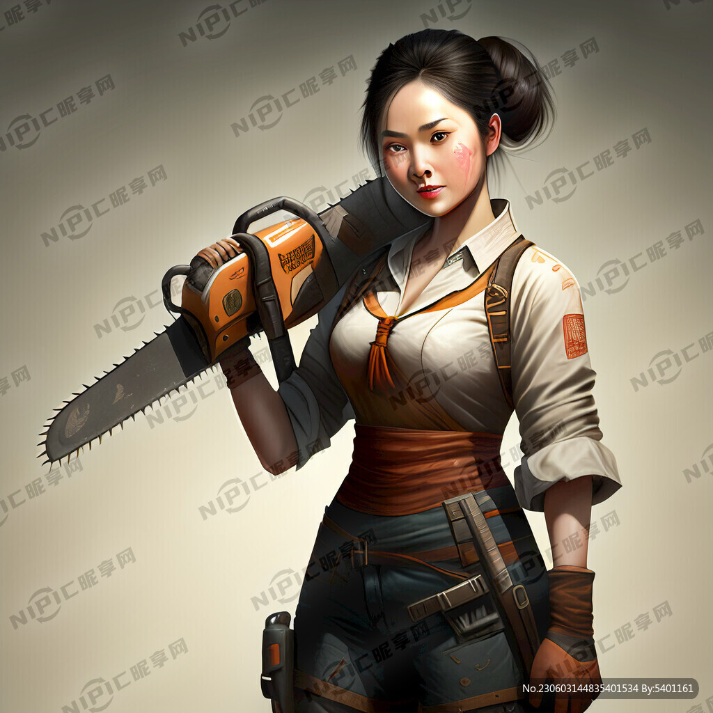 拿着电锯的女人