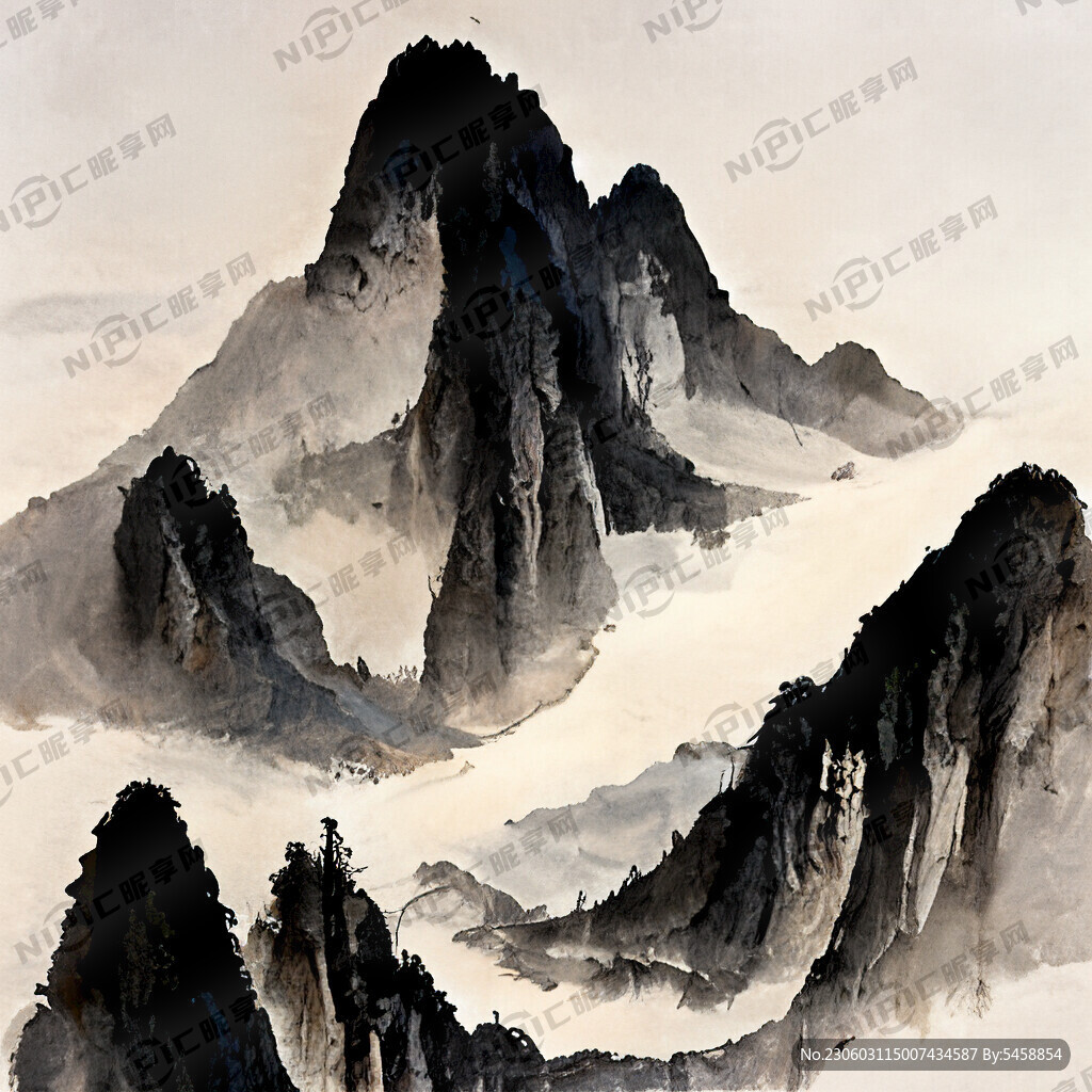 山谷 中国风 中国画 山水