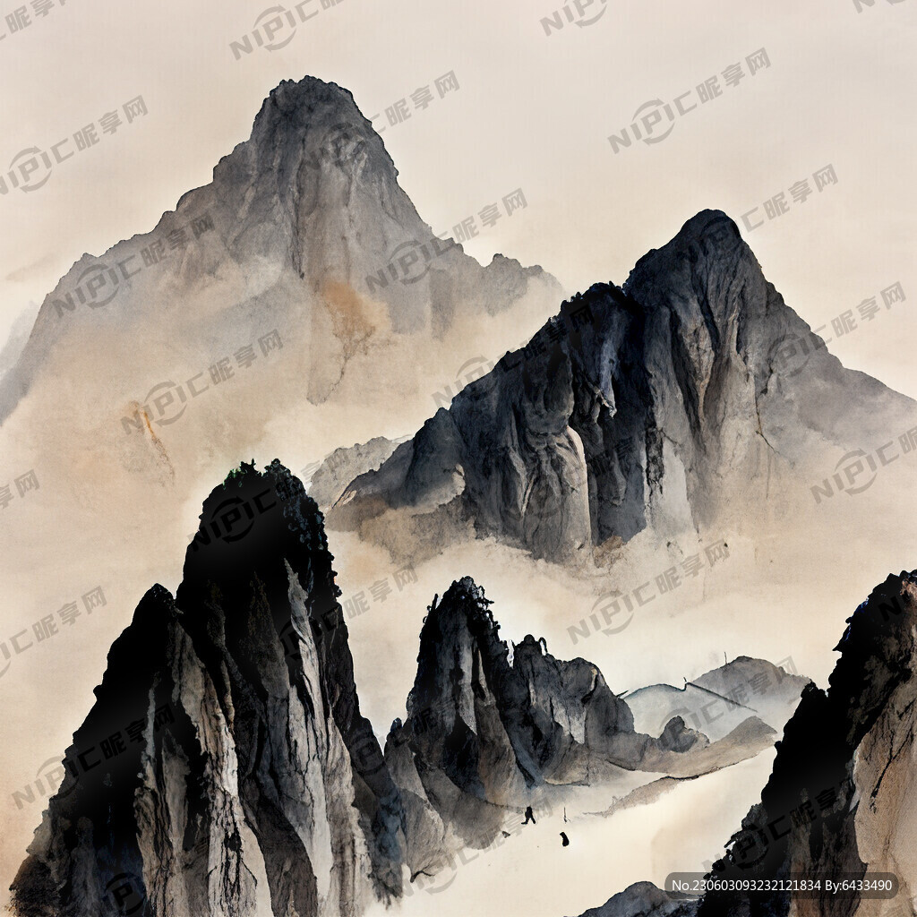 山谷 中国风 中国画 山水
