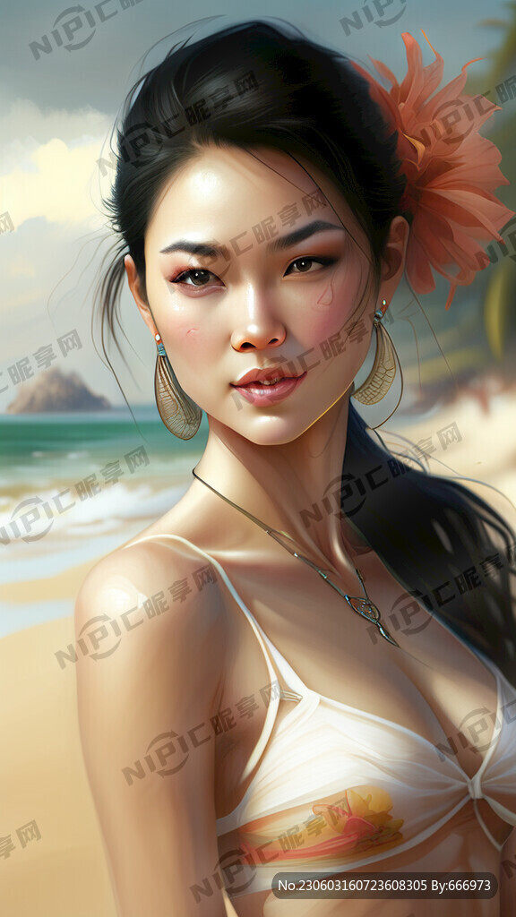 美丽的沙滩女子