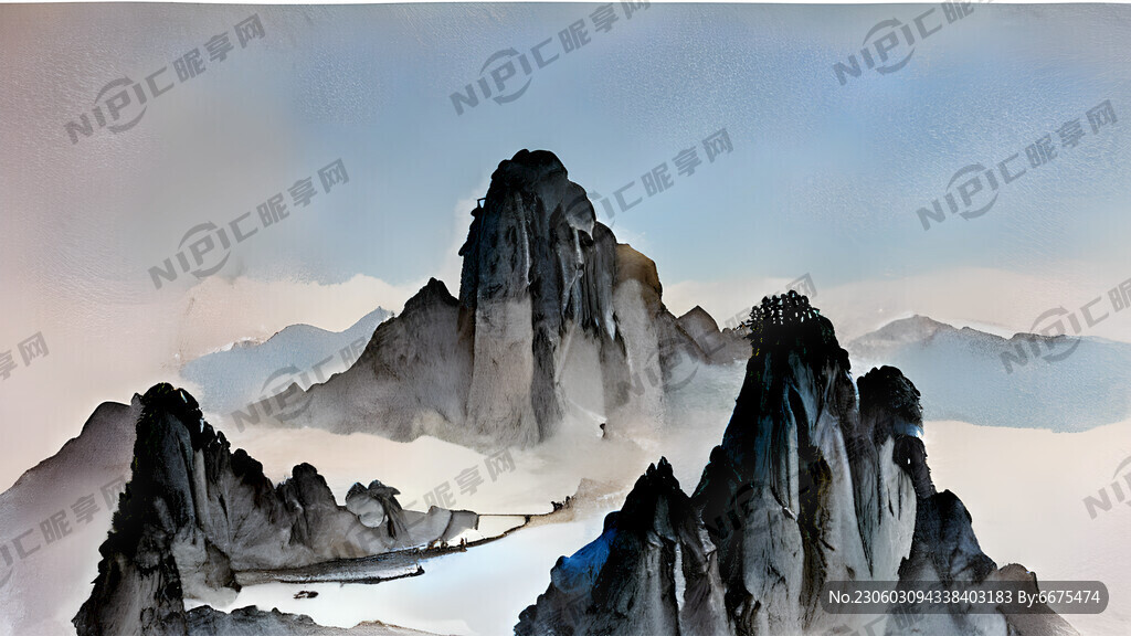 中国画 山水 节日