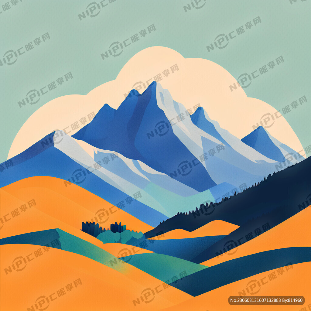 蒙山插画 明亮 清新 简约风格