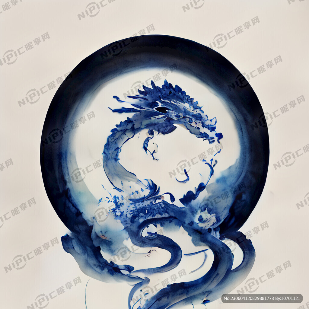 中国龙缠绕青花瓷
